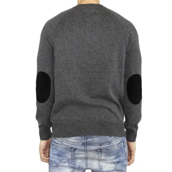 VINCE Men's Wool Cashmere Crewneck Pullover Sweater Elbow Patch Size XXL In Gray - Picture 1 of 10